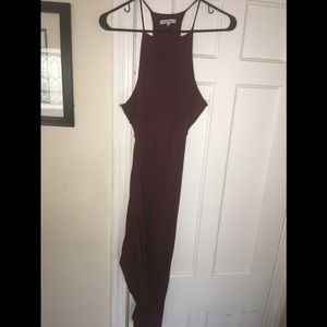 Burgundy Asymmetrical spaghetti strap dress